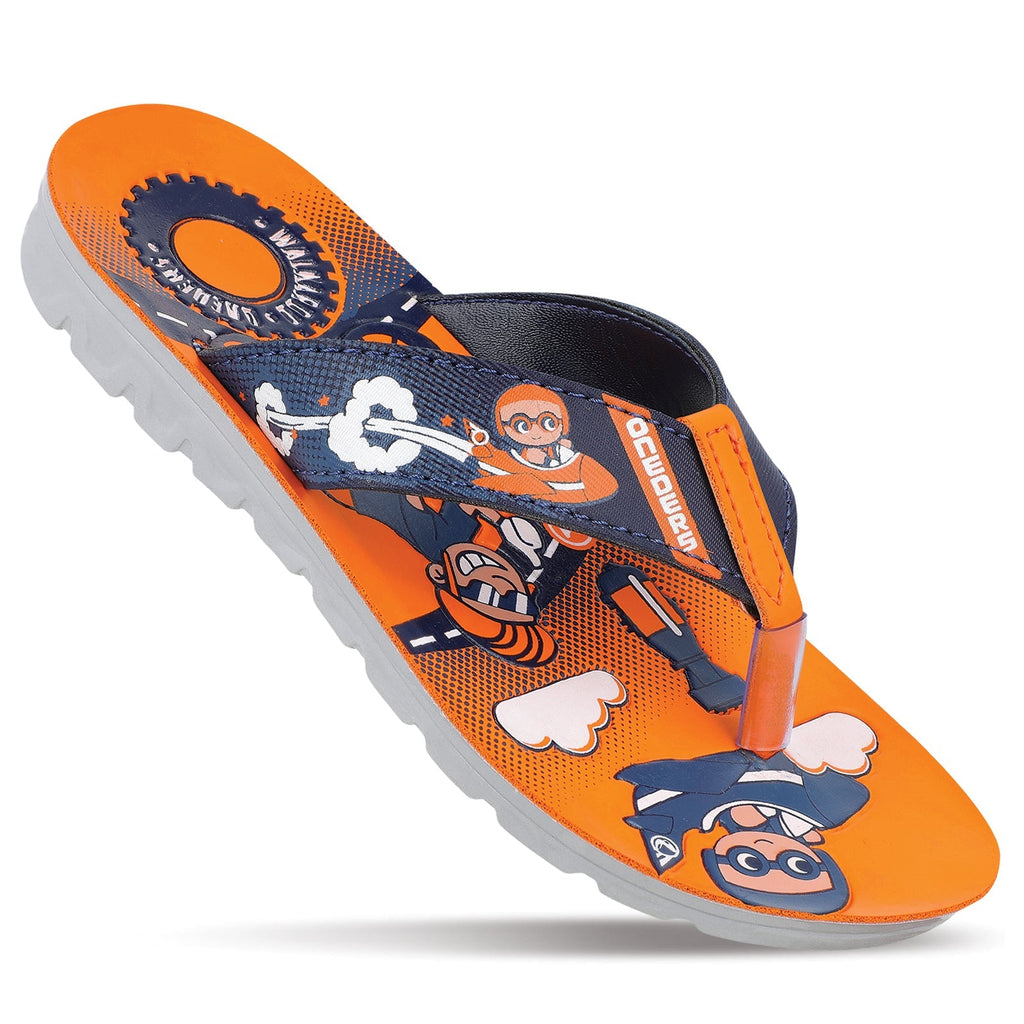 Walkaroo Kids Cartoonic Thong Sandals - WK799 Blue Orange - Walkaroo Footwear