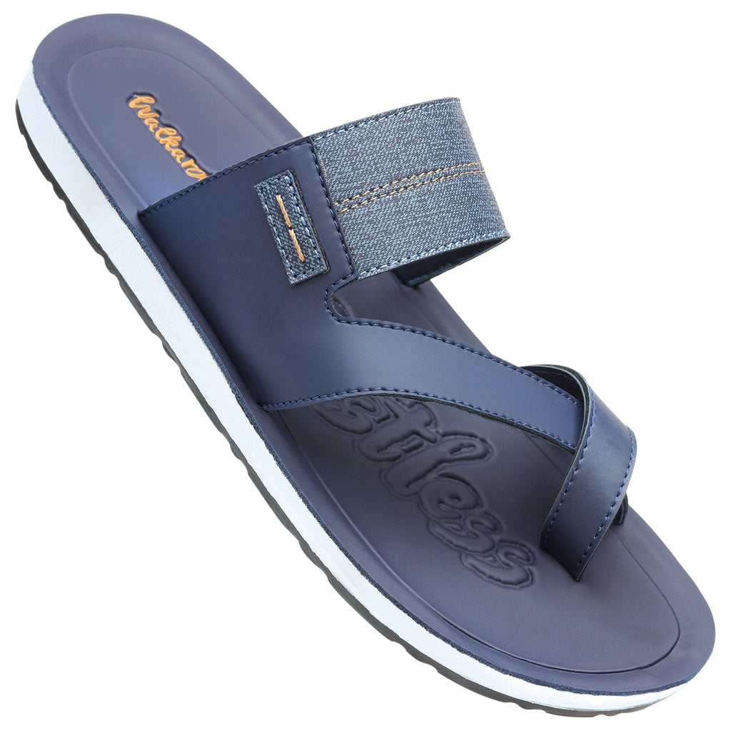 Walkaroo Men Cross Strap Slide Sandals - WG5301 Blue - Walkaroo Footwear