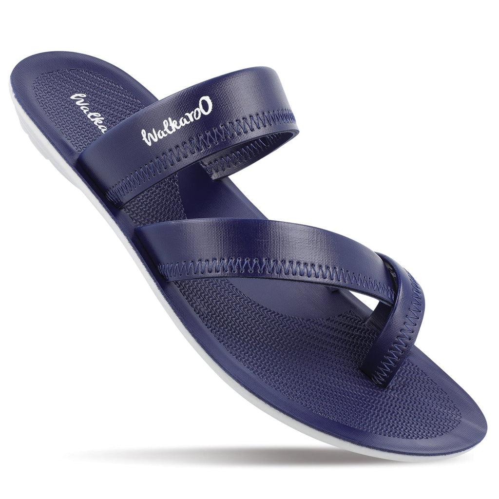 Walkaroo Men Cross Strap Slide Sandals - WG5340 Blue - Walkaroo Footwear