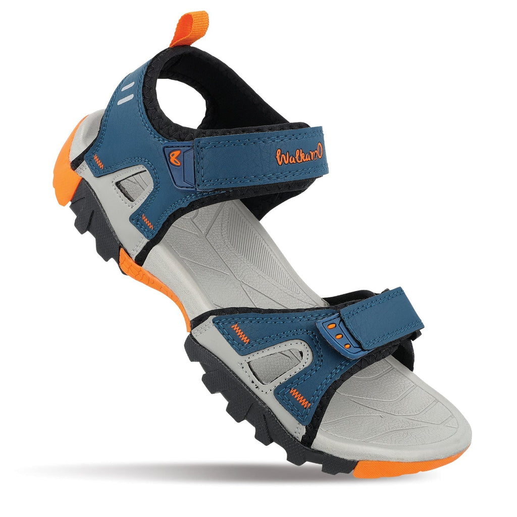 Walkaroo Men Sandals - WC4426 Blue Orange - Walkaroo Footwear