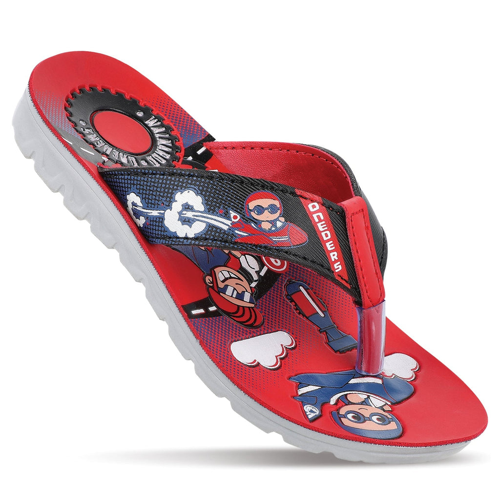 Walkaroo Kids Cartoonic Thong Sandals - WK799 Black Red - Walkaroo Footwear