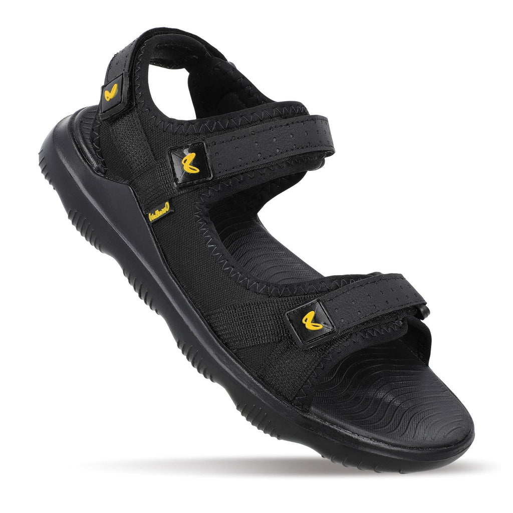 Walkaroo Men Strappy Floater Sandals - WC4334 Black Black - Walkaroo Footwear