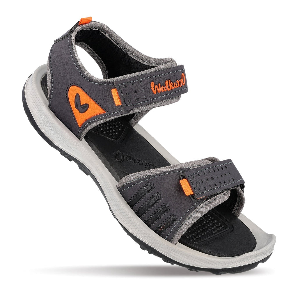 Walkaroo Men Strappy Floater Sandals - WC4301 Grey Orange - Walkaroo Footwear