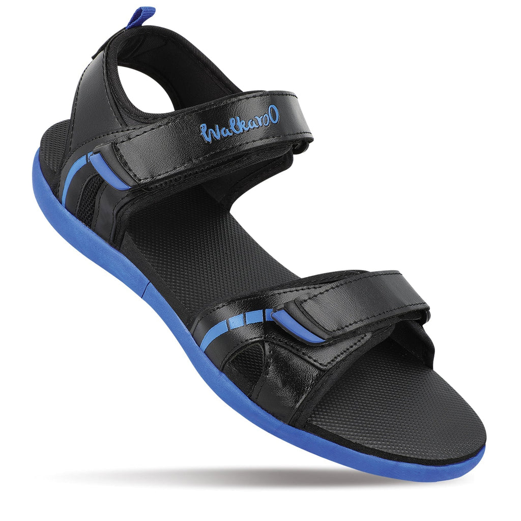 Walkaroo Mens Sandals - WC4372 Black Blue - Walkaroo Footwear