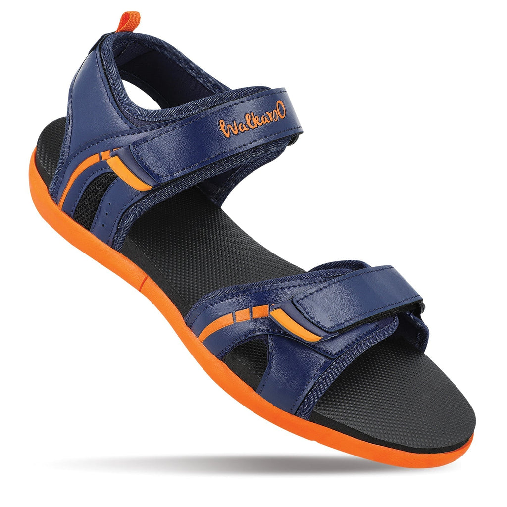 Walkaroo Mens Sandals - WC4372 Navy Blue orange - Walkaroo Footwear