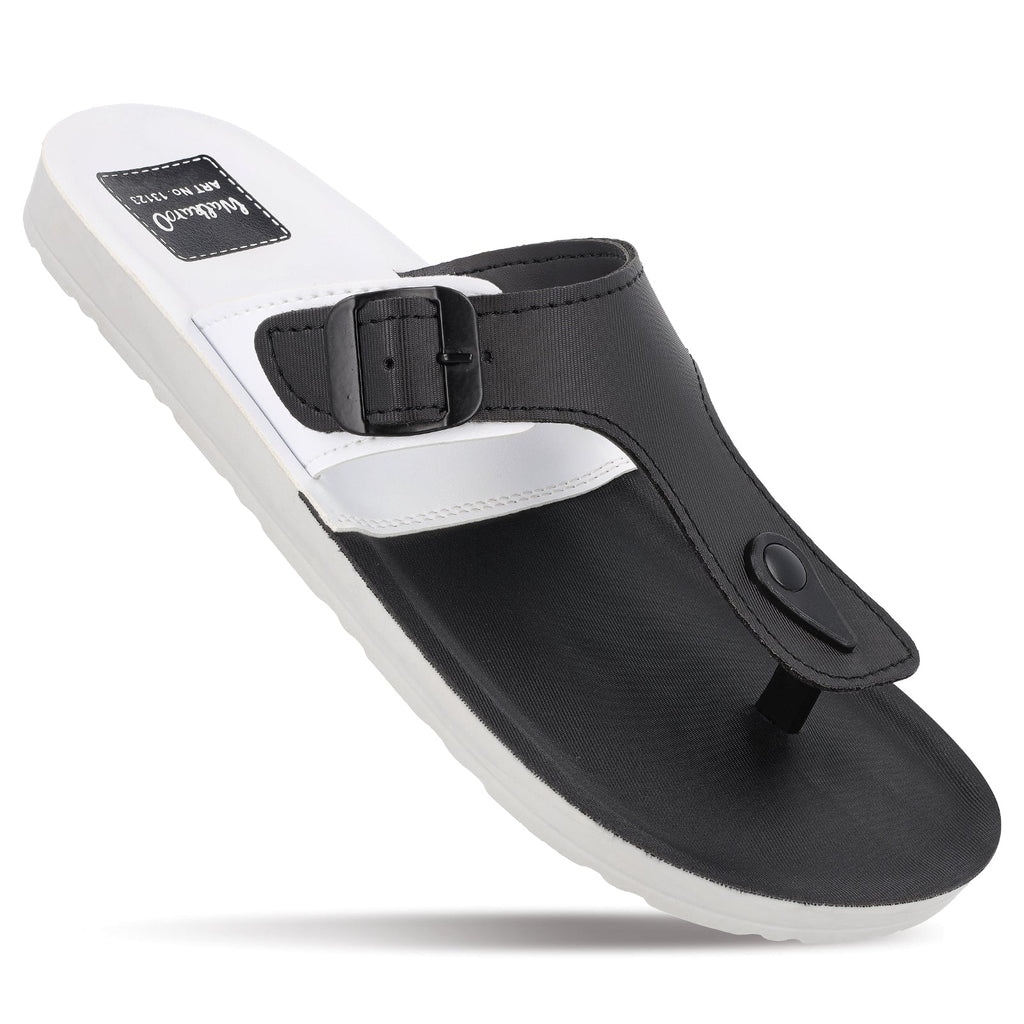 Walkaroo Men Solid Thong Sandals - 13123 Black - Walkaroo Footwear