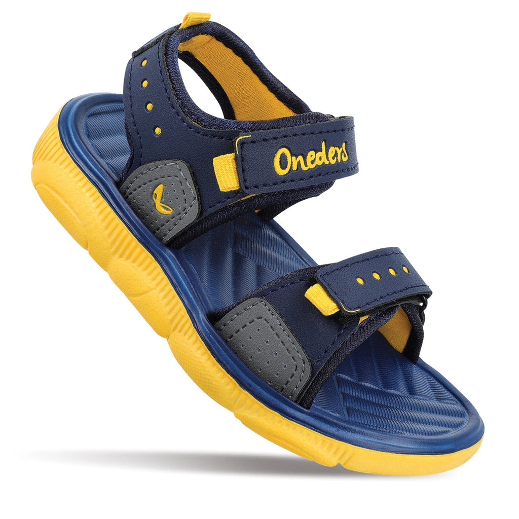 Walkaroo Kids Sports Sandal - WK453 Navy Blue Yellow - Walkaroo Footwear