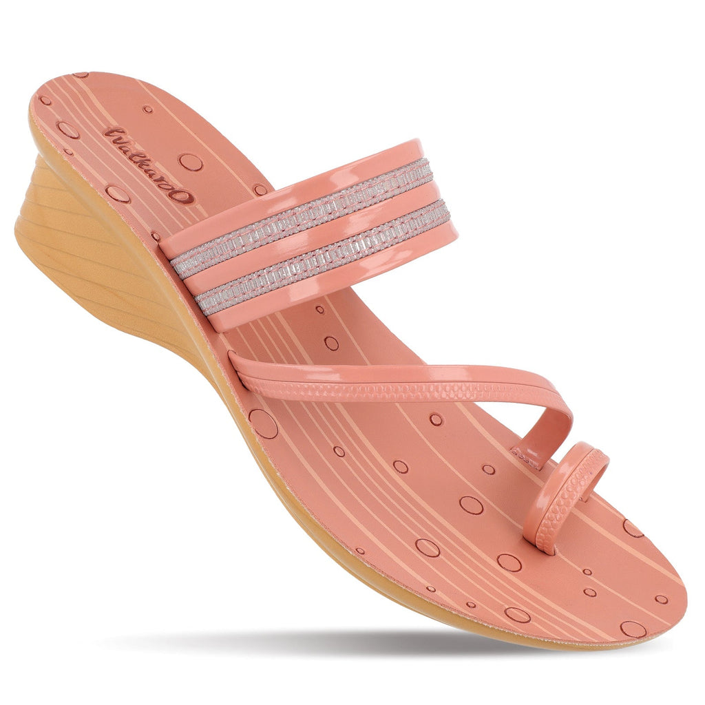 Walkaroo Womens Toe-Ring Slide Sandal - WL7420 Peach - Walkaroo Footwear