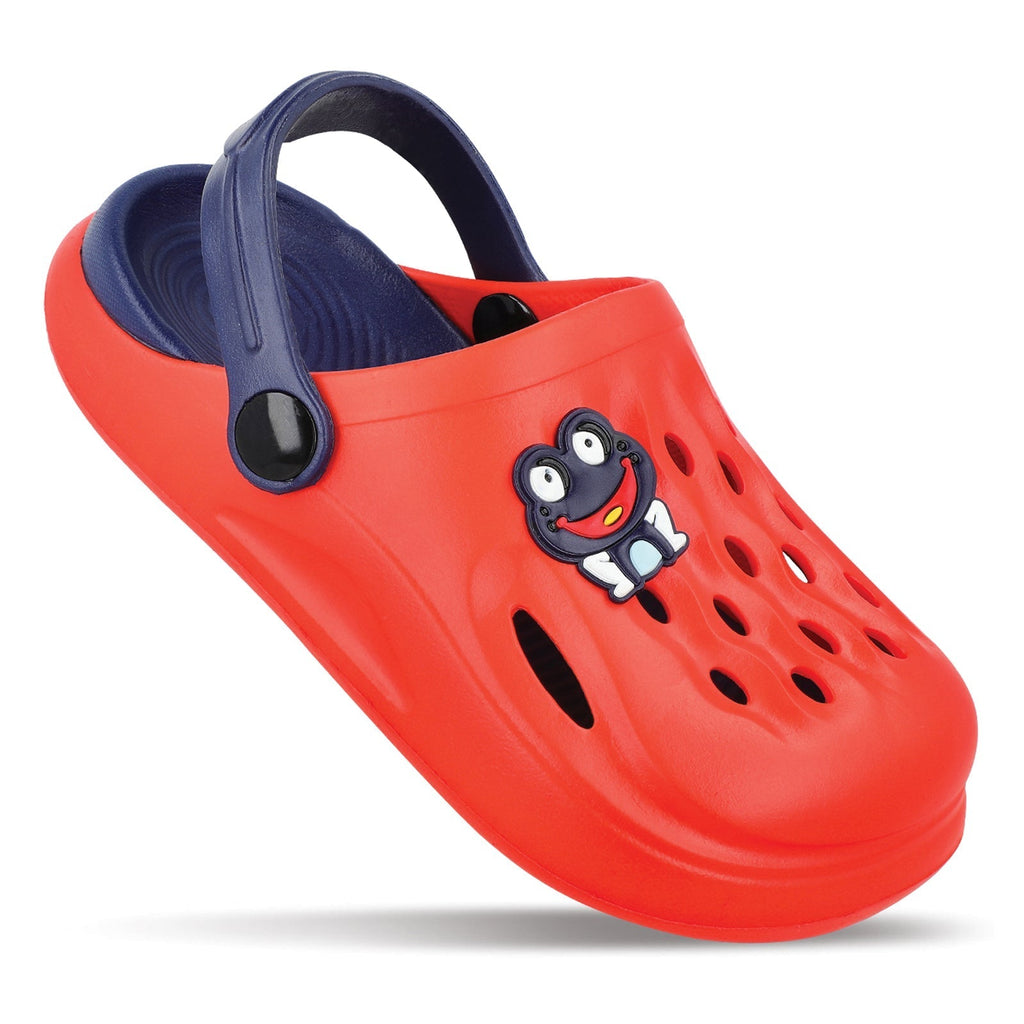 Walkaroo Basix Kids Solid Clog Sandals - WK360 Blue Red - Walkaroo Footwear