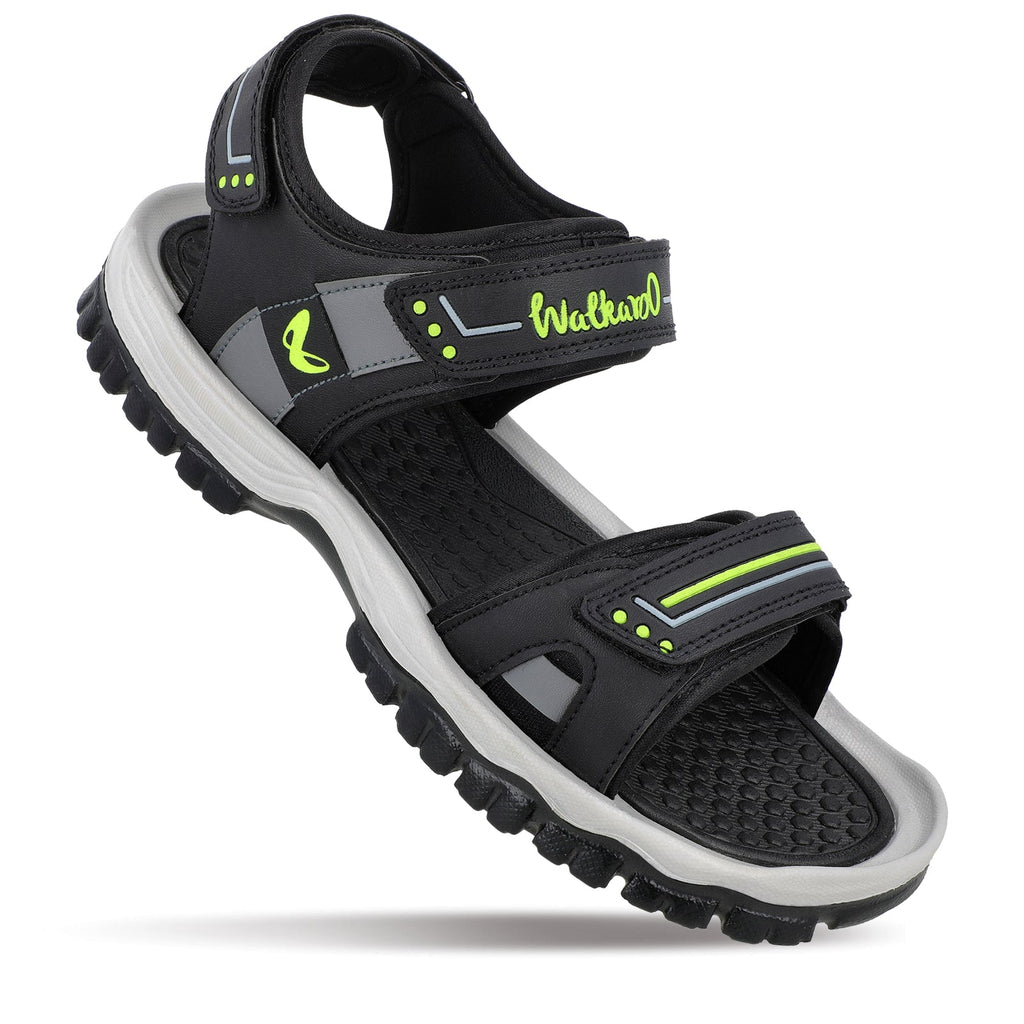 Walkaroo Men Sandal - WC4420 Black Green - Walkaroo Footwear