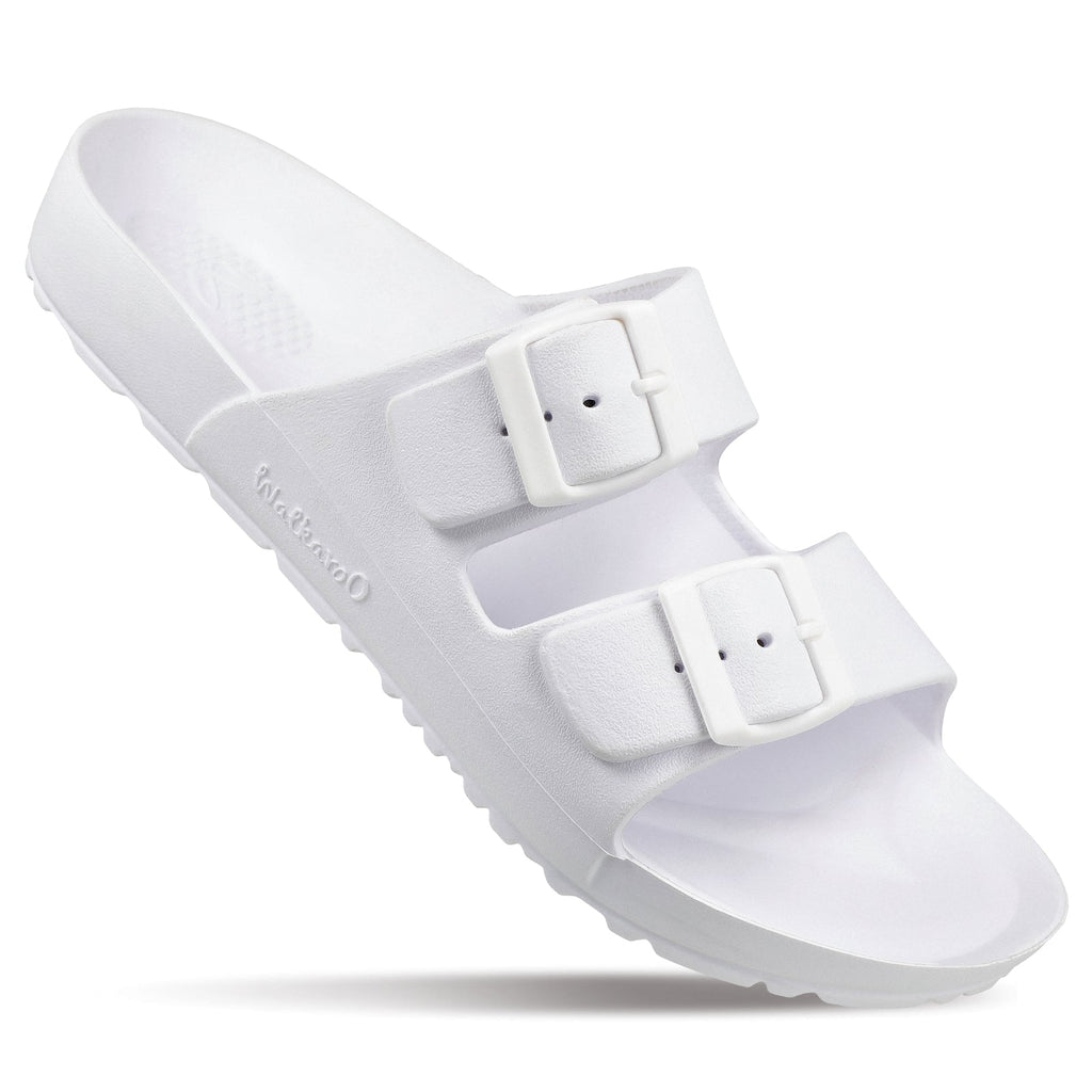 Walkaroo Men Slip On Slide Sandals - WC4808 White - Walkaroo Footwear