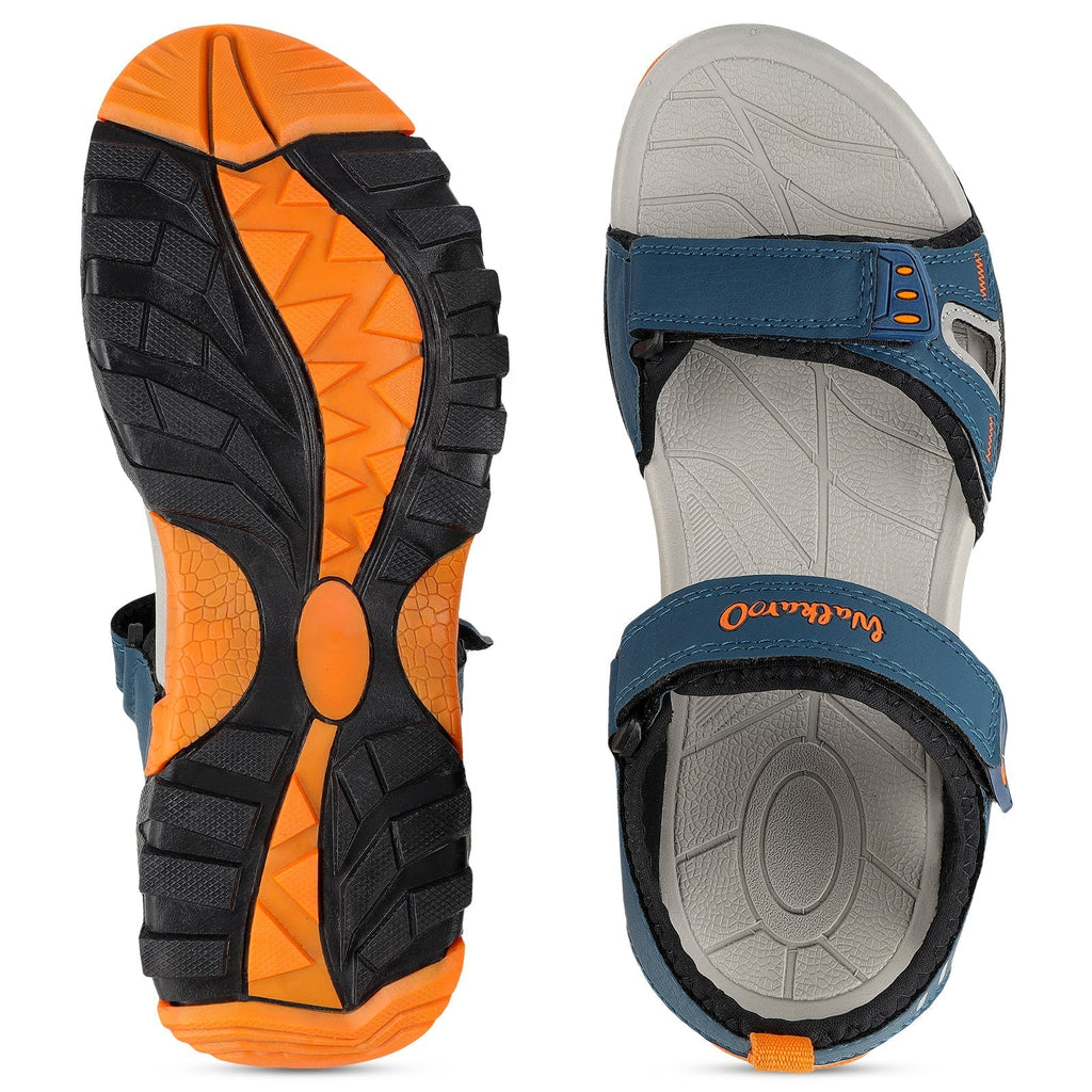 Walkaroo Men Sandals - WC4426 Blue Orange - Walkaroo Footwear