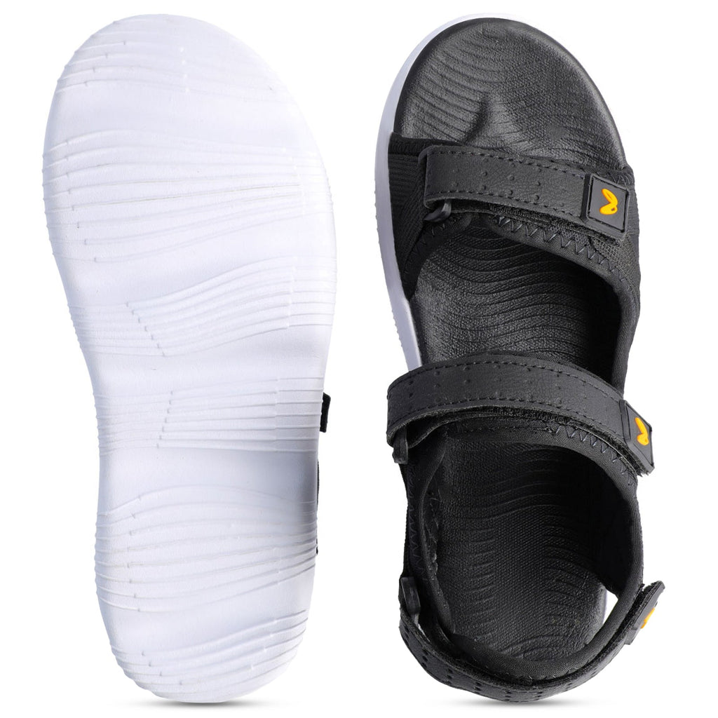 Walkaroo Men Strappy Floater Sandals - WC4334 Black white - Walkaroo Footwear