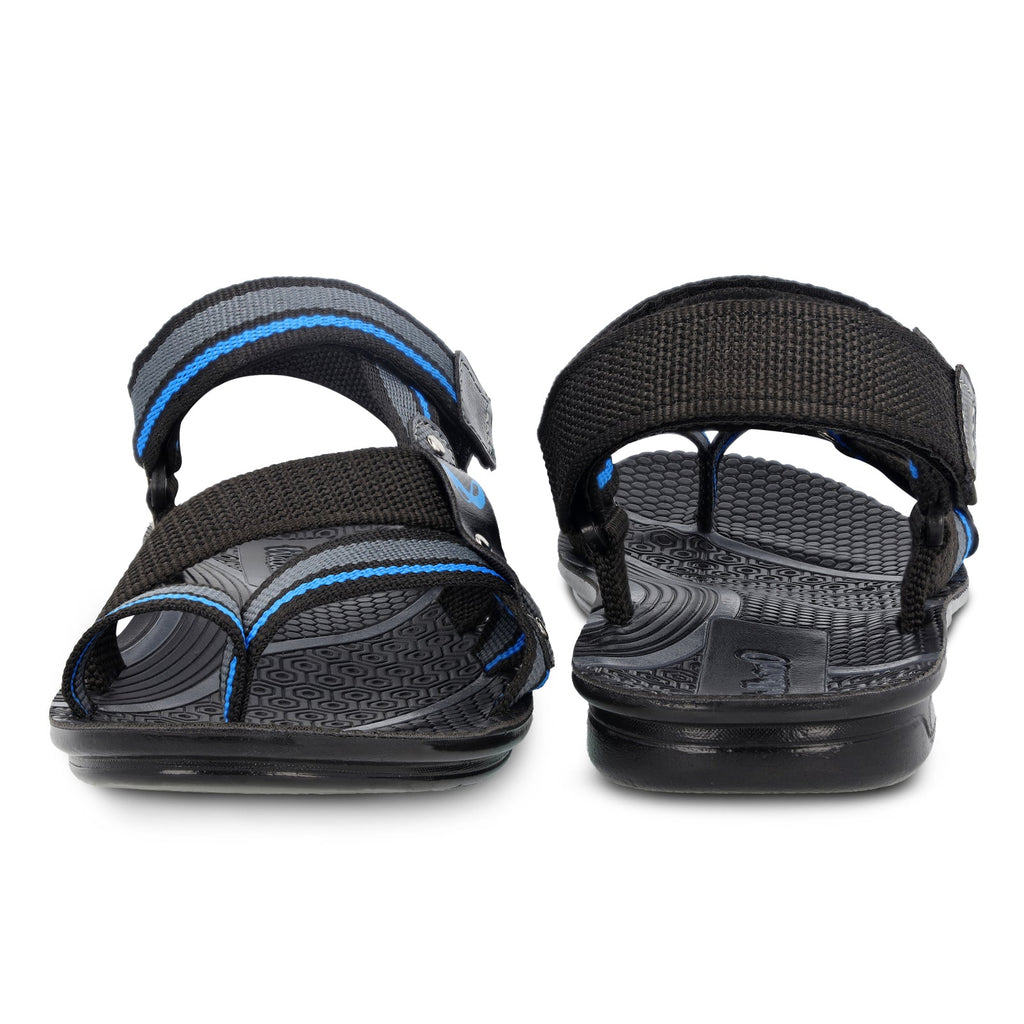 Walkaroo Men Strappy Floater Sandals - W22108 Black Blue - Walkaroo Footwear