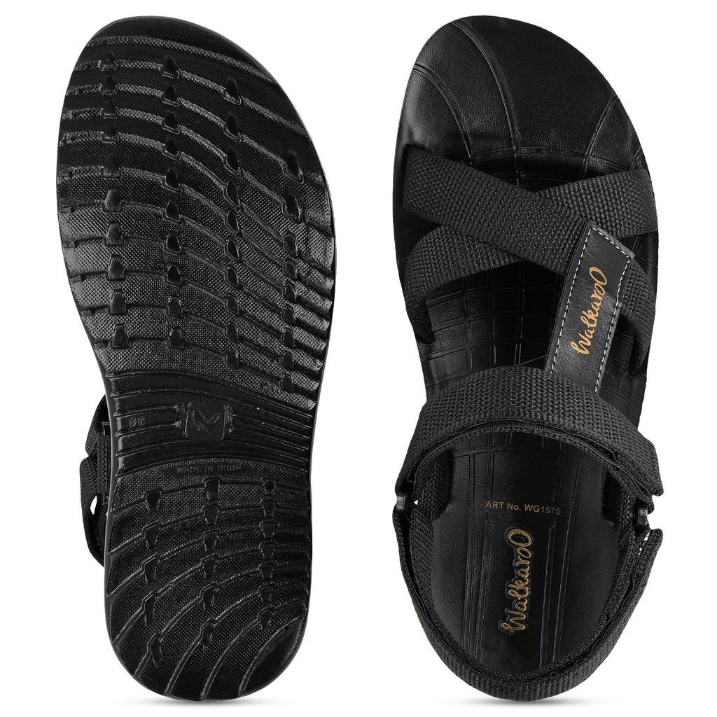 Walkaroo Men Sandals - WG1575 Black - Walkaroo Footwear