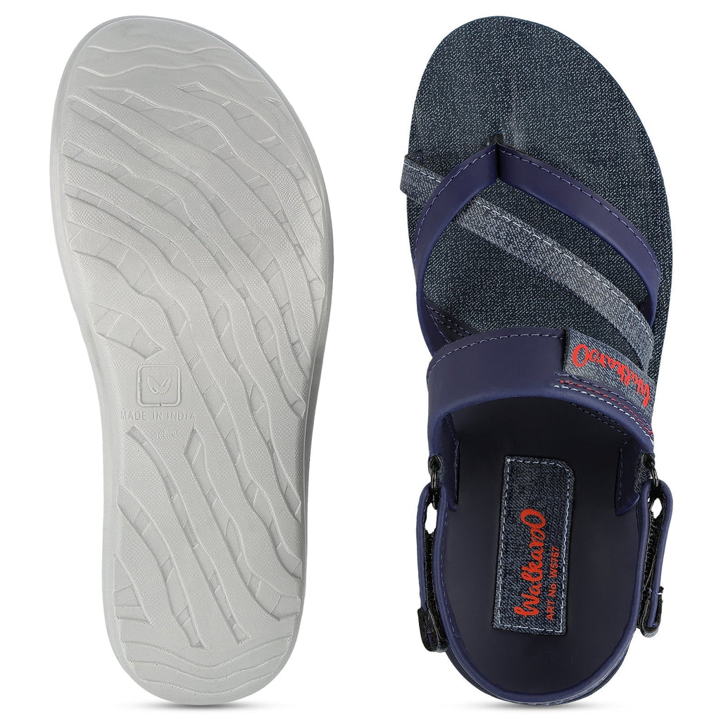 Walkaroo Boys Strappy Slide Sandals - W5767 Blue Grey - Walkaroo Footwear