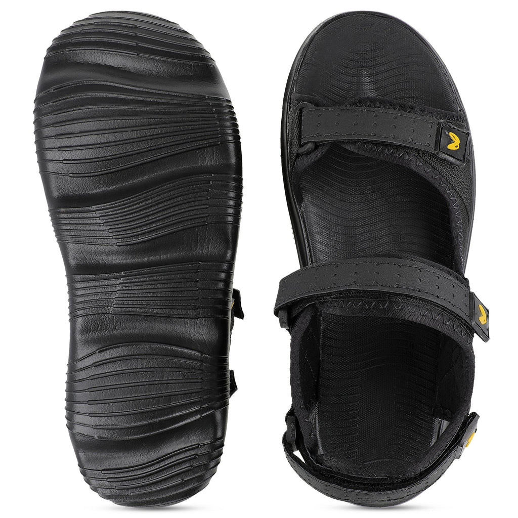 Walkaroo Men Strappy Floater Sandals - WC4334 Black Black - Walkaroo Footwear