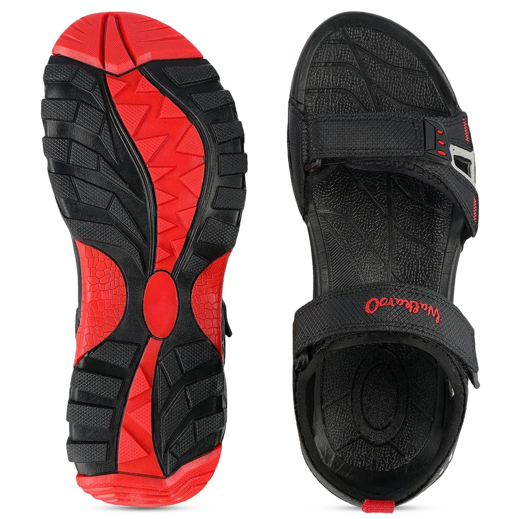 Walkaroo Men Sandals - WC4426 Black Red - Walkaroo Footwear