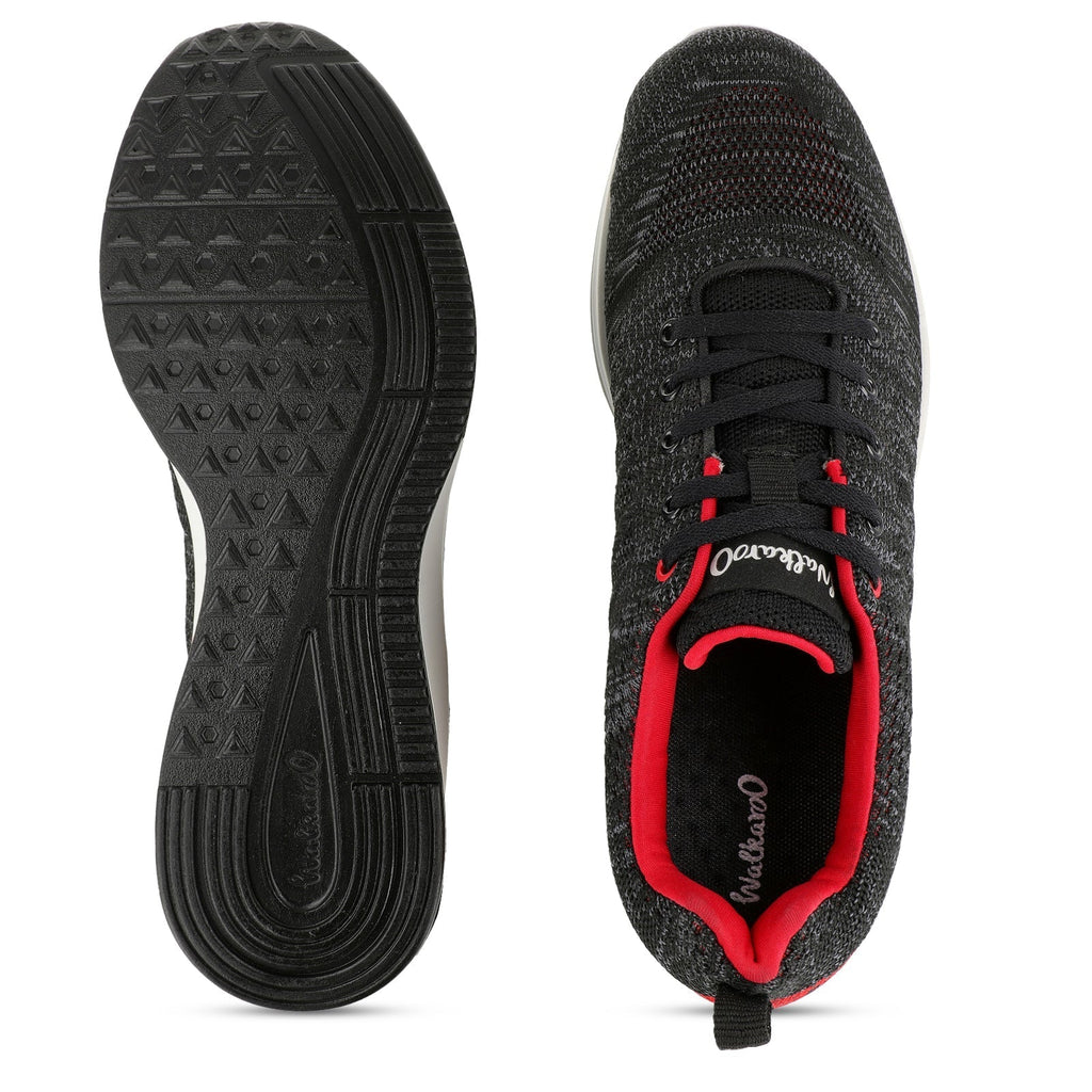 Walkaroo Men Lace-up Training Shoes - WS9511 Black Red - Walkaroo Footwear