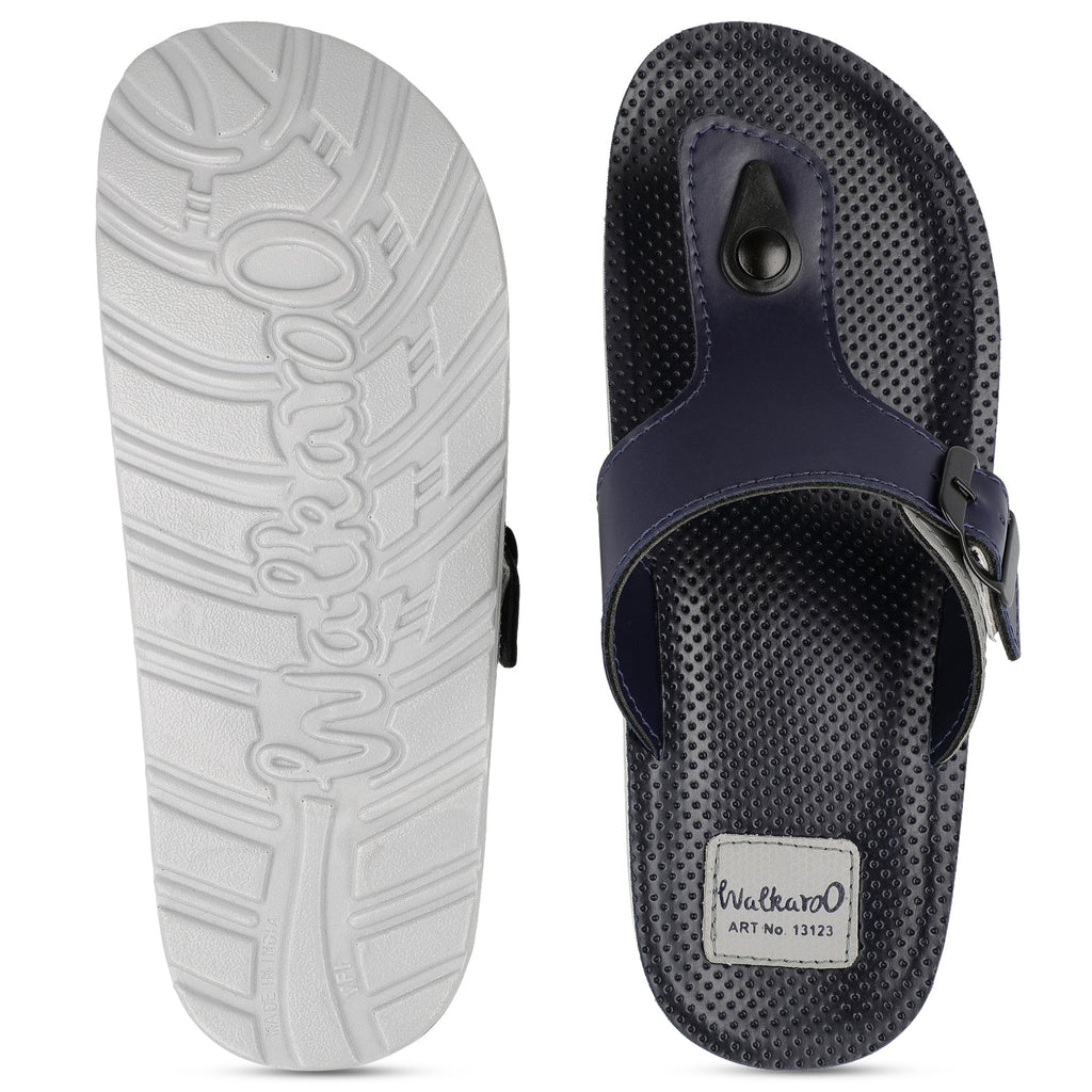 Walkaroo Boy Solid Thong Sandals - 13123 Blue Grey - Walkaroo Footwear