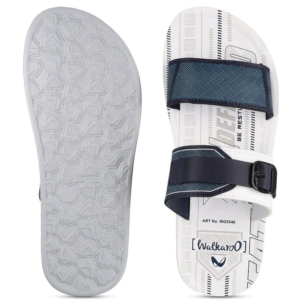 Walkaroo Men Sandal - WG5546 White Blue - Walkaroo Footwear