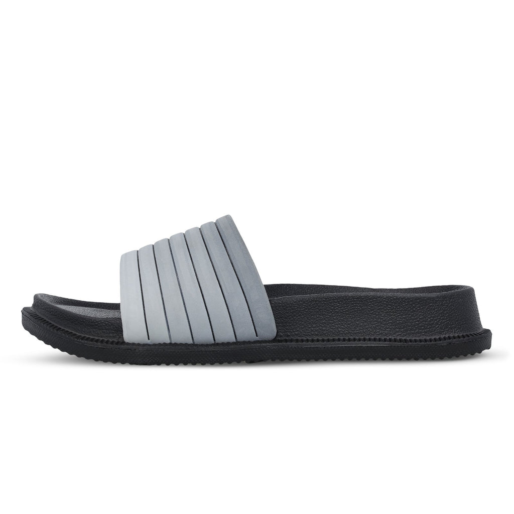 Walkaroo Mens Flip Flop Sliders - WC4845 Black Grey - Walkaroo Footwear