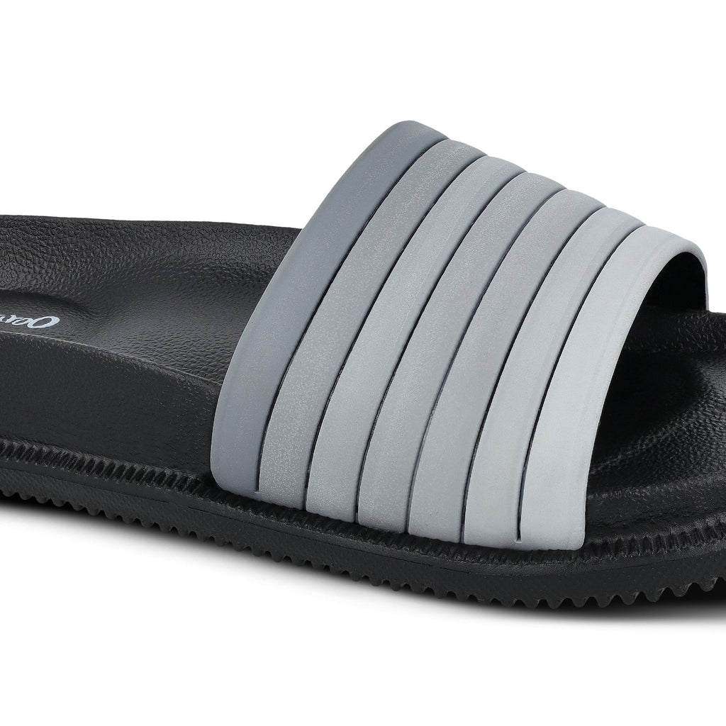 Walkaroo Mens Flip Flop Sliders - WC4845 Black Grey - Walkaroo Footwear