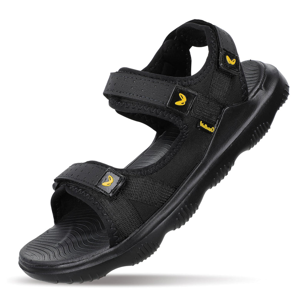 Walkaroo Men Strappy Floater Sandals - WC4334 Black Black - Walkaroo Footwear