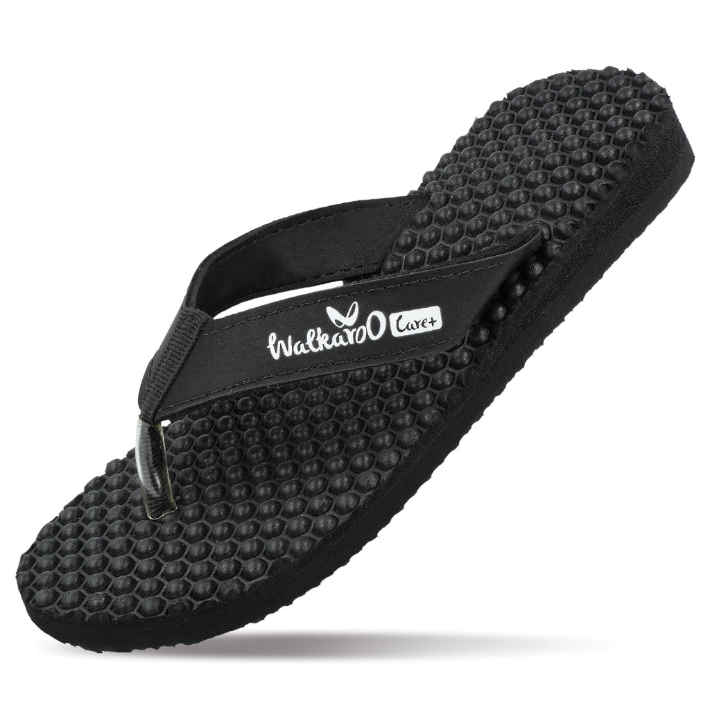 Walkaroo Womens Textured Care Plus Flip-Flop - WH3950 Black - Walkaroo Footwear