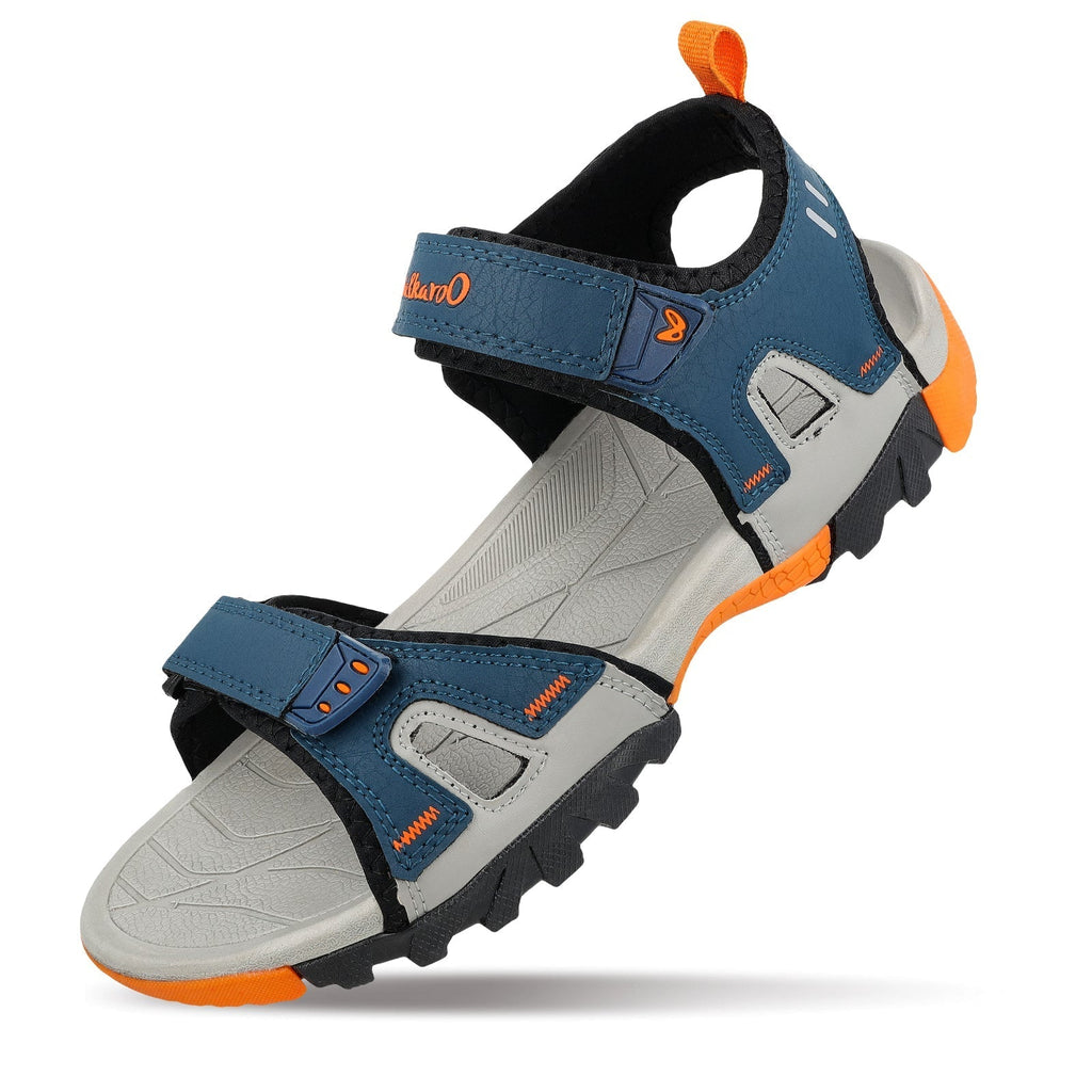 Walkaroo Men Sandals - WC4426 Blue Orange - Walkaroo Footwear