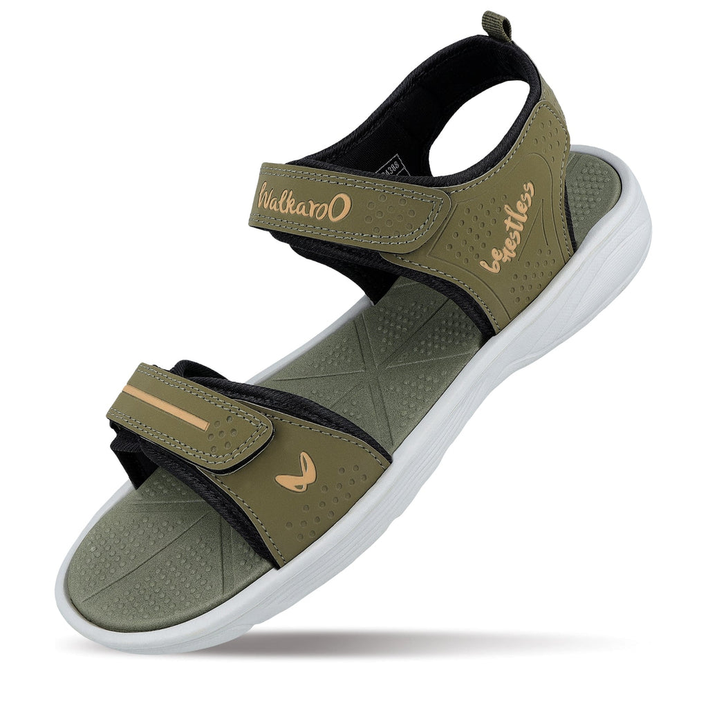 Walkaroo Men Sandals - WC4388 Olive Green - Walkaroo Footwear