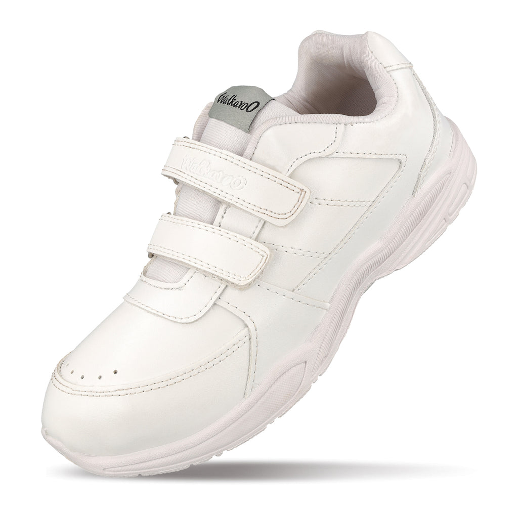 Walkaroo Kids School Shoes - 570 White - Walkaroo Footwear