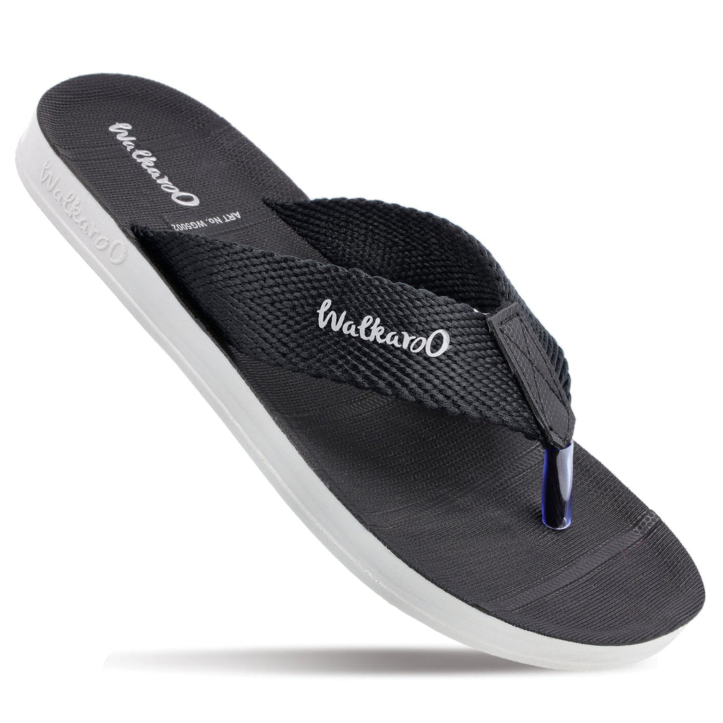 Walkaroo Men Solid Thong Sandals - WG5002 Black - Walkaroo Footwear