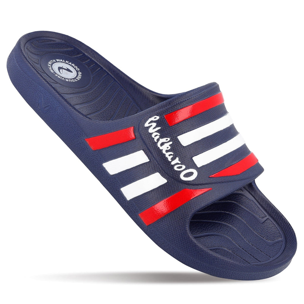 Walkaroo Mens Flip Flop Sliders - WC4835 Navy Blue - Walkaroo Footwear