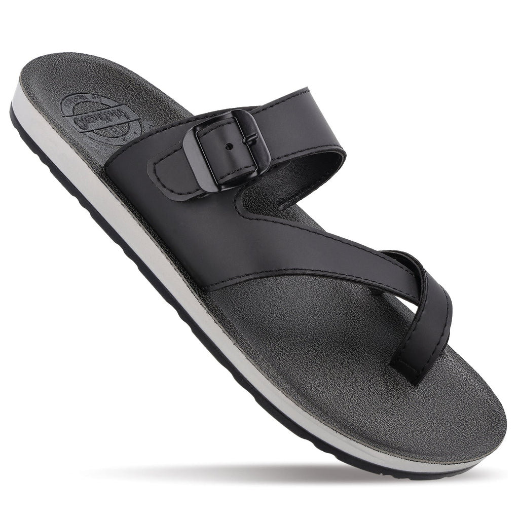 Walkaroo Men Cross Strap Slide Sandals - 13320 Black - Walkaroo Footwear