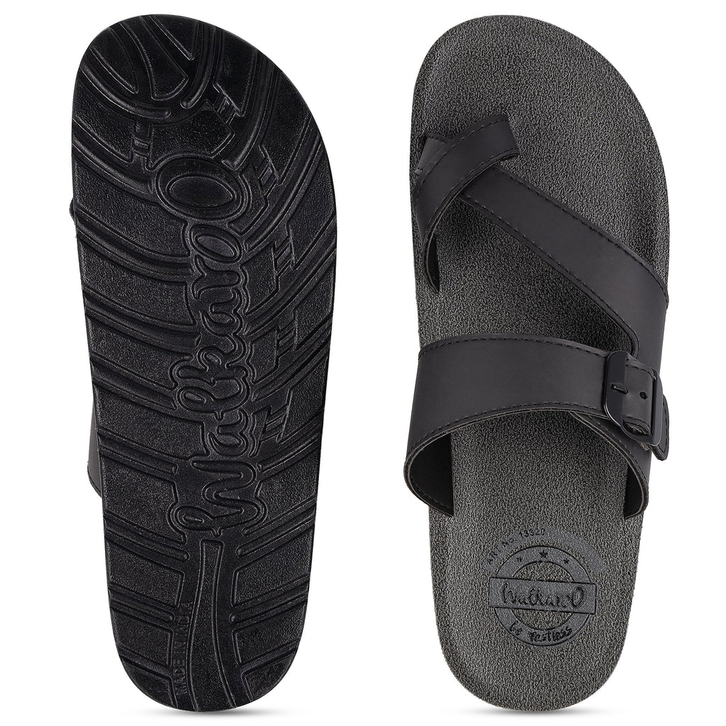 Walkaroo Men Cross Strap Slide Sandals - 13320 Black - Walkaroo Footwear