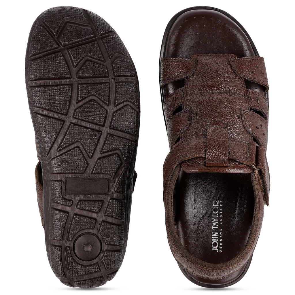 JOHN TAYLOR Leather Gents Sandals - JT97515 - Walkaroo Footwear