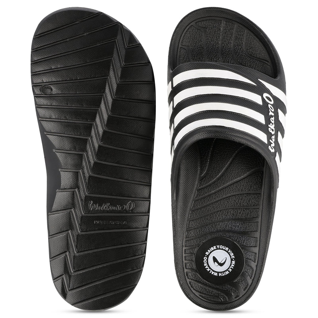 Walkaroo Mens Flip Flop Sliders - WC4835 Black - Walkaroo Footwear