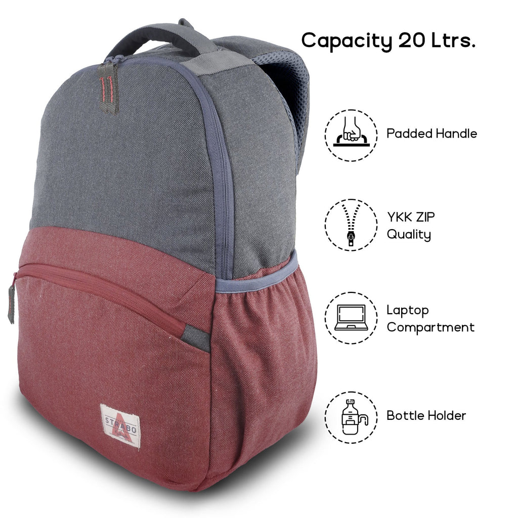 Strabo Cooper Laptop Bag - Colour Maroon 20L Capacity - Strabo 