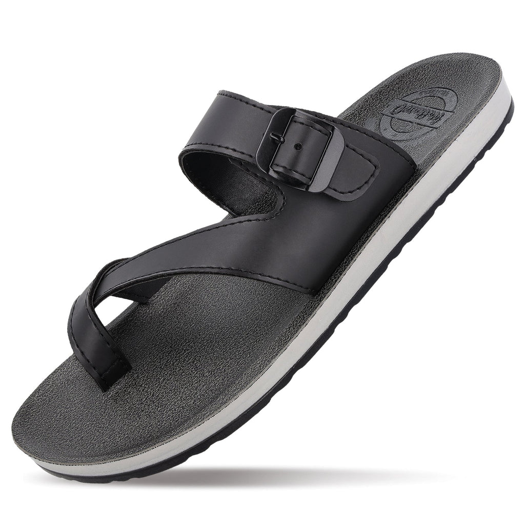 Walkaroo Men Cross Strap Slide Sandals - 13320 Black - Walkaroo Footwear