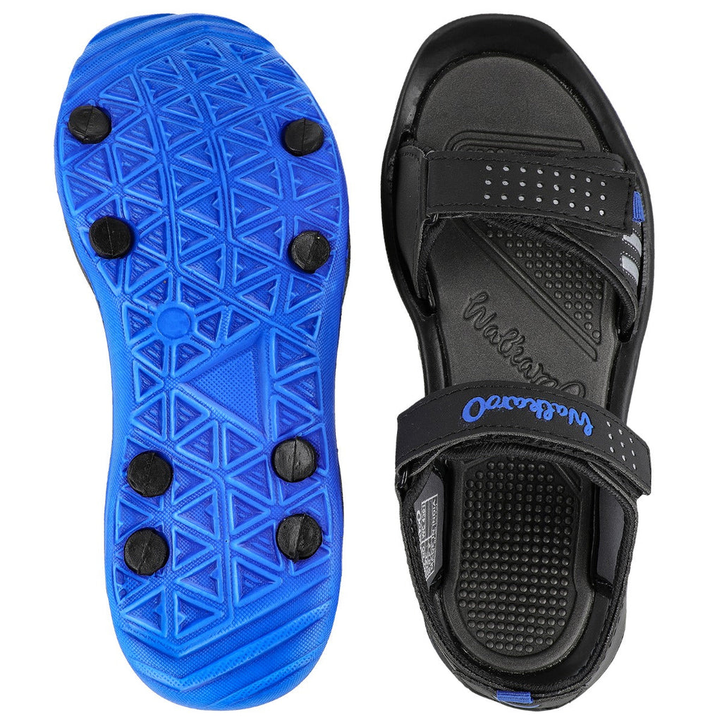 Walkaroo Men Strappy Floater Sandals - WC4301 Black Blue - Walkaroo Footwear