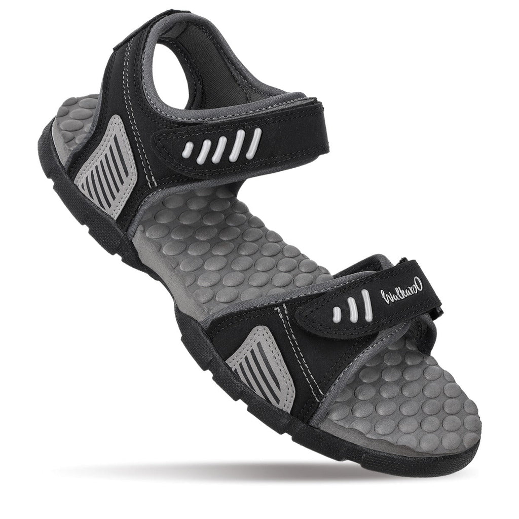 Walkaroo Men Sandal - WC4409 Black Grey - Walkaroo Footwear