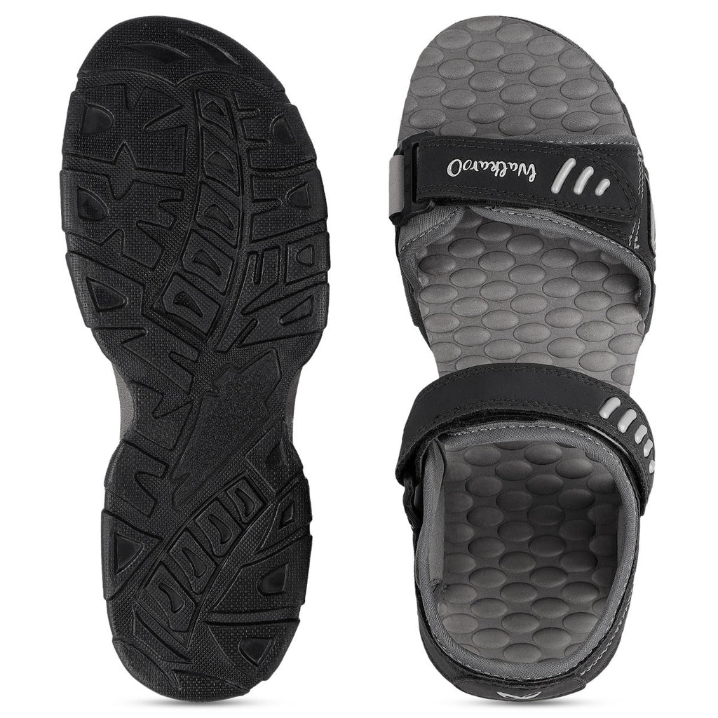 Walkaroo Men Sandal - WC4409 Black Grey - Walkaroo Footwear