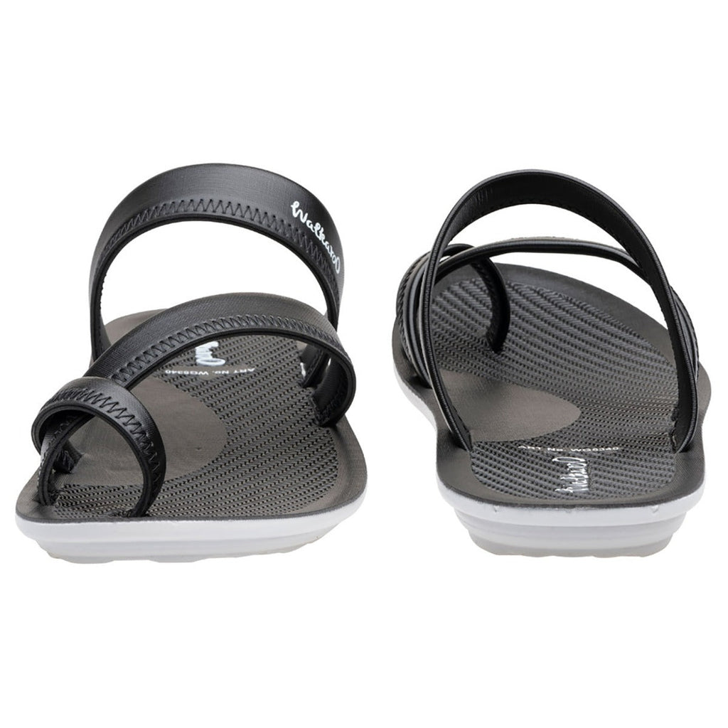 Walkaroo Men Cross Strap Slide Sandals - WG5340 Black - Walkaroo Footwear