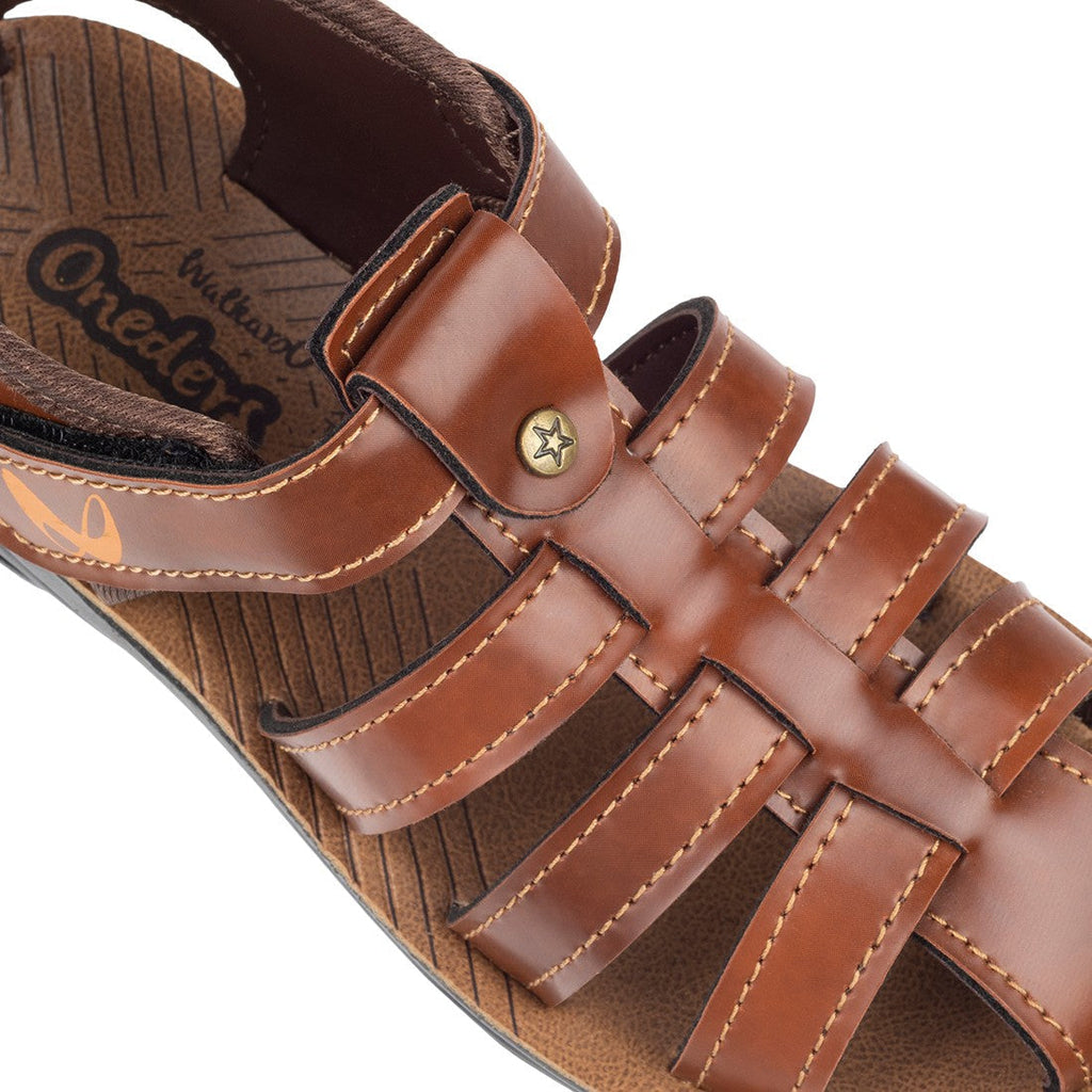 Walkaroo Kids Solid Fisherman Sandals - WK042 Brown - Walkaroo Footwear