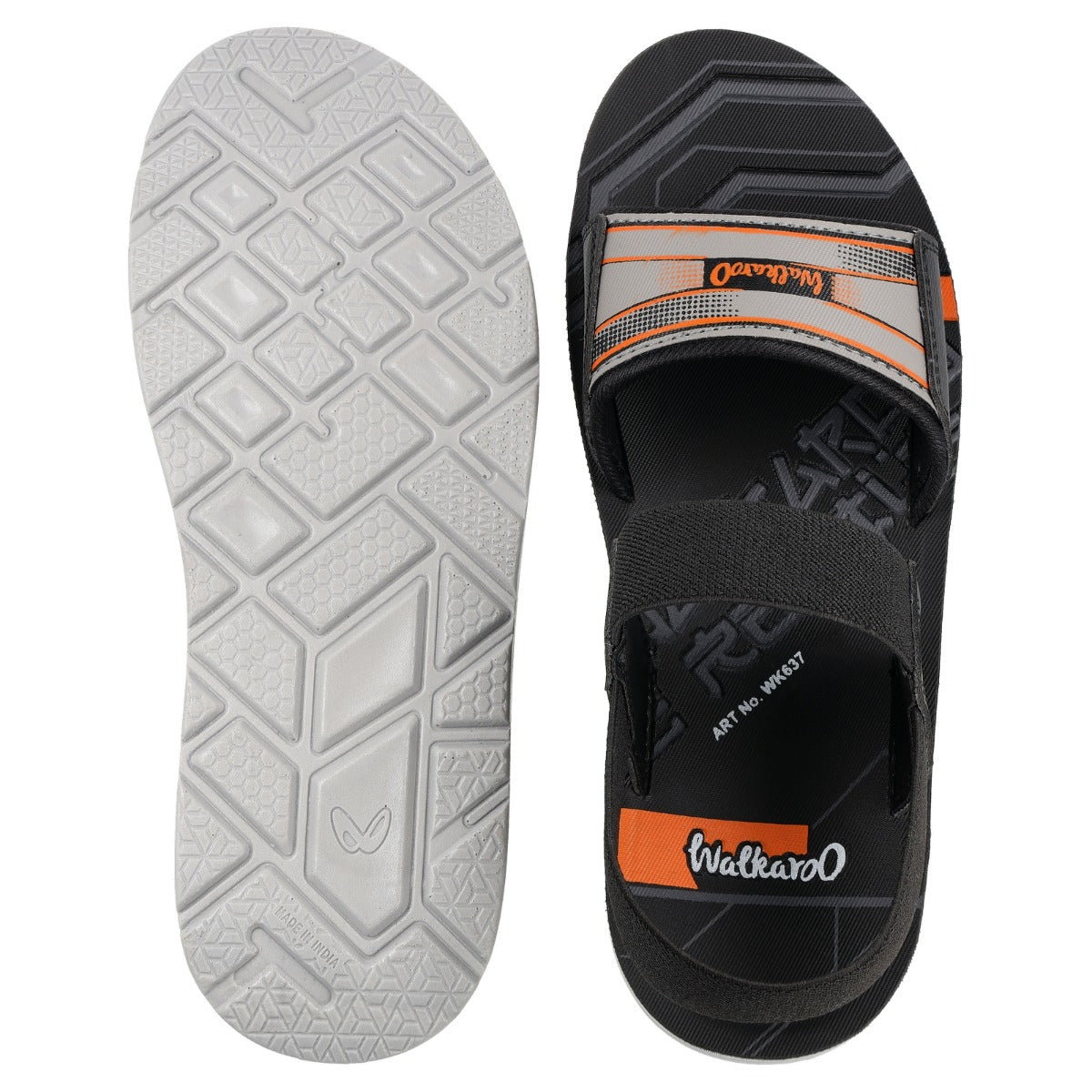 Walkaroo Men's Faux Leather Black White Outdoor Sandals - 10 UK (WC4320) :  Amazon.in: Fashion