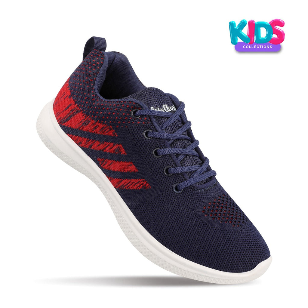 Walkaroo Kids Pull-on Sock Shoes - WS3054 Navy Blue Red - Walkaroo Footwear