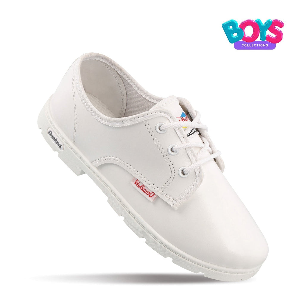 Walkaroo Senior Boys School Shoes - WV521 White - Walkaroo Footwear