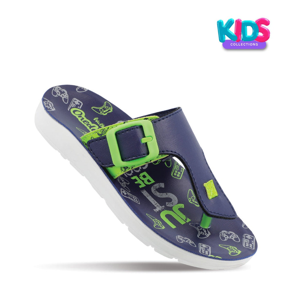 Walkaroo Kids Printed Thong Sandals - XK803 Green - Walkaroo Footwear