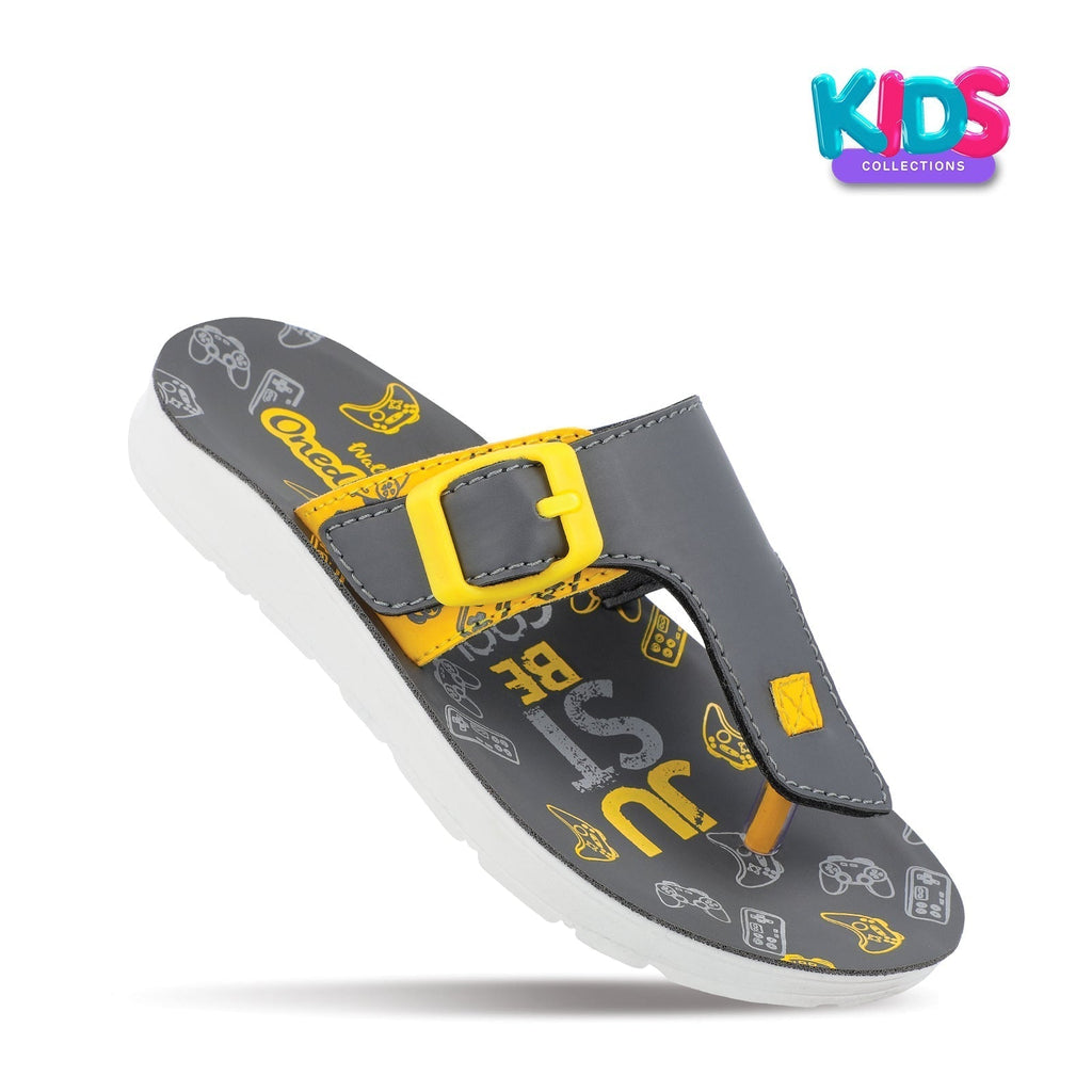 Walkaroo Kids Printed Thong Sandals - XK803 Yellow - Walkaroo Footwear